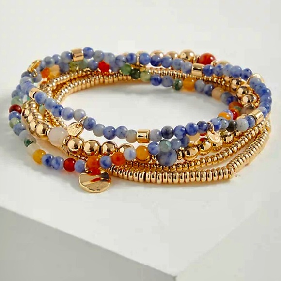 torrid Jewelry - NWT TORRID Beaded Stretch Bracelets - Gold Tone & Blue Stone